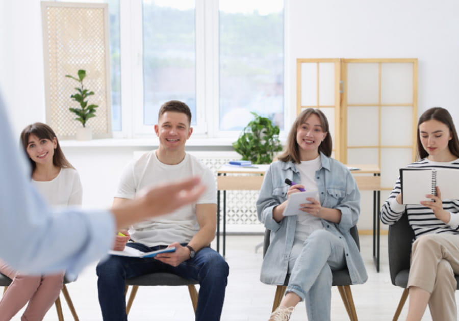 People learning in a classroom