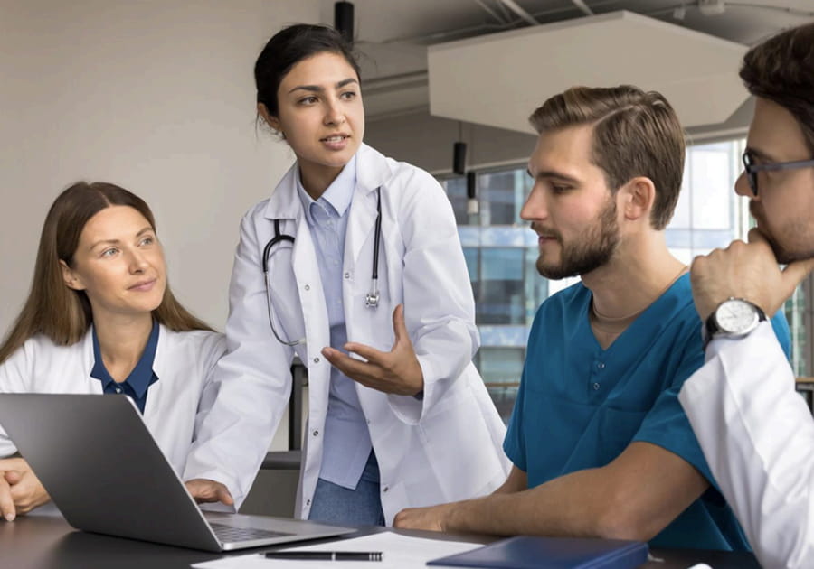 Team of doctors talking