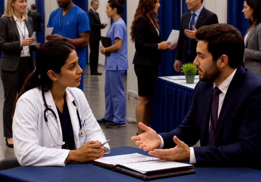 Doctor interviewing a man