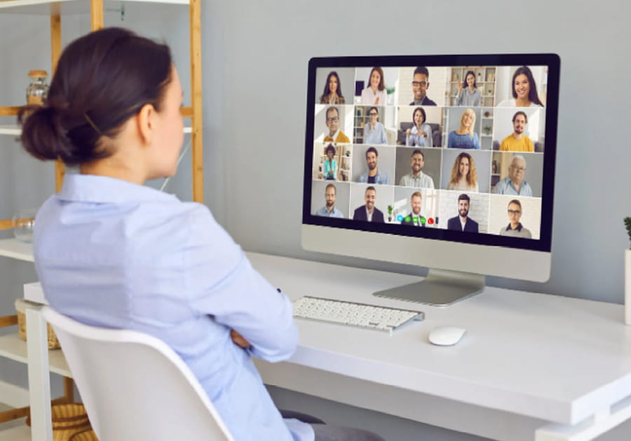 Person in an online zoom meeting