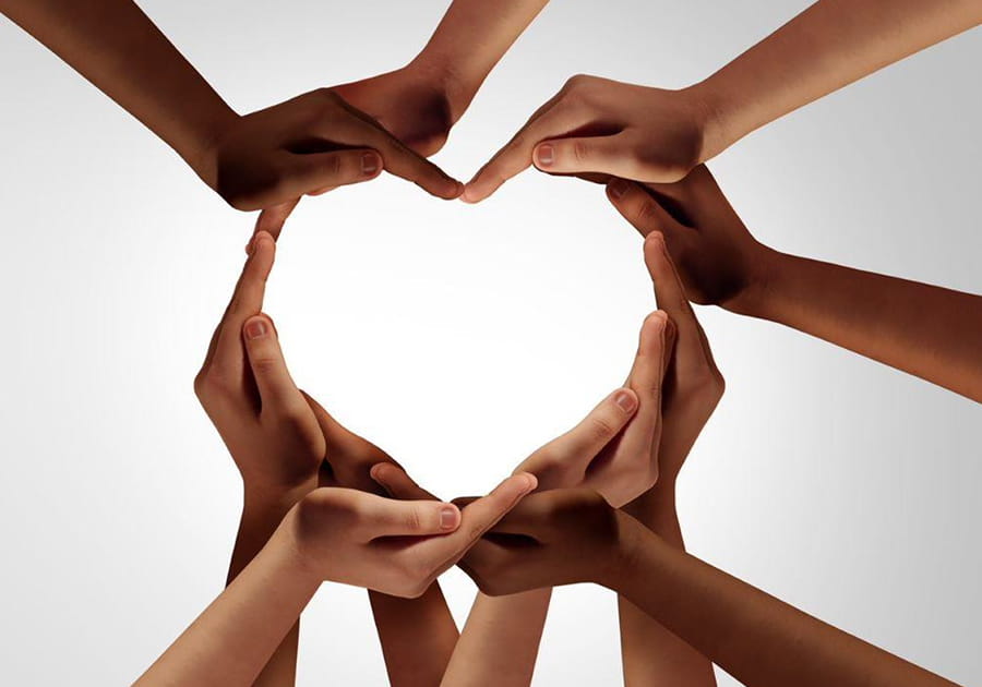 Hands together creating a heart